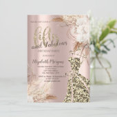 Invitation Robe de parties scintillant, Rose or Boho Flower 5 (Debout devant)