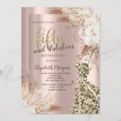 Invitation Robe de parties scintillant, Rose or Boho Flower 5 (Devant / Derrière)