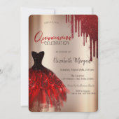 Invitation Robe de Parties scintillant rouge Quinceañera (Devant)