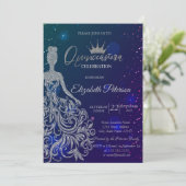 Invitation Robe de parties scintillant, Tiara, Étoiles Bleues (Debout devant)