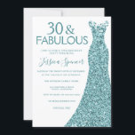 Invitation Robe de Parties scintillant turquoise bleue verte<br><div class="desc">Robe de Parties scintillant turquoise bleue verte 30e anniversaire Invitation de fête Variations de l'invitation et articles correspondants dans notre magasin</div>