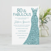 Invitation Robe de Parties scintillant turquoise bleue verte  (Debout devant)