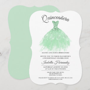Invitation Robe de Parties scintillant verte Quinceanera Mis 