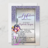 Invitation Robe de Parties scintillant violet en argent, 50e  (Devant)