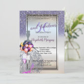 Invitation Robe de Parties scintillant violet en argent, 50e  (Debout devant)