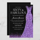 Invitation Robe de Parties scintillant violette Gown 60e fête (Devant / Derrière)
