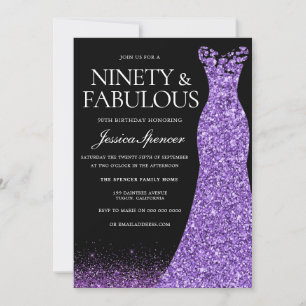 Invitation Robe de Parties scintillant violette Gown 90e fête