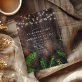 Invitation Robe de pin rustique éclaire la fête d'action du b