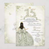 Invitation Robe de Princesse 15 Ans Fleurs de Sauge Espagnole (Devant / Derrière)