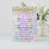 Invitation Robe de princesse à gouttes d'or Sweet 16th hologr (Debout devant)