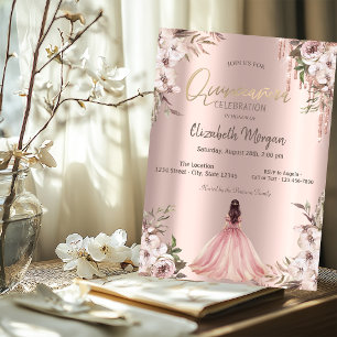 Invitation Robe de princesse avec gouttes de paillettes en or