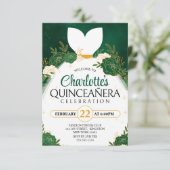 Invitation Robe de Princesse Blanche Émeraude Verte pour Quin (Debout devant)