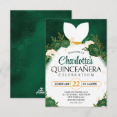 Invitation Robe de Princesse Blanche Émeraude Verte pour Quin (Devant / Derrière)