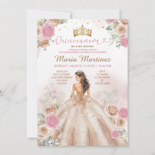Invitation Robe de princesse Champagne Dusty Rose Quinceañera