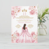 Invitation Robe de princesse Couronne dorée Fleurie XV Annive (Debout devant)