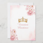 Invitation Robe de princesse Couronne dorée Fleurie XV Annive (Dos)