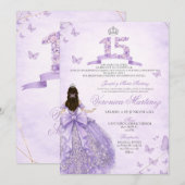 Invitation Robe de princesse couronne espagnole violette flor (Devant / Derrière)