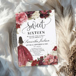Invitation Robe de princesse de fleurs de marron bordeaux<br><div class="desc">Fleurs de marron bordeaux rousses princesse robe sweet sixteen invitation, suite bohème tendance mariage avec fleurs rose rousse mélangé rose poussiéreuse roses pivoines mélangé fleurs roses bordeaux mélangé mauve et fleurs marron et combinaison de calligraphie moderne police lettering. Mariage de fleurs vintages modernes gravable, pack de mariage boho modifiable, jardin...</div>