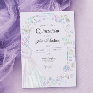 Invitation Robe de princesse Elégante Diamants Lilac Quincean