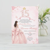 Invitation Robe de princesse espagnole florale rose 15 ans Qu (Debout devant)