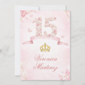 Invitation Robe de princesse espagnole florale rose 15 ans Qu (Dos)