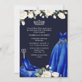 Invitation Robe de princesse et messe de Quinceanera bleue Ro (Devant)