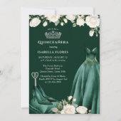 Invitation Robe de princesse et Quinceanera verte Rose (Devant)