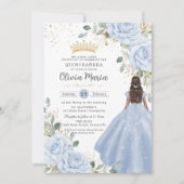 Invitation Robe de princesse florale bleu bébé Quinceañera Qu (Devant)