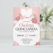 Invitation Robe de princesse florale Rose Gold pour Quinceane (Debout devant)
