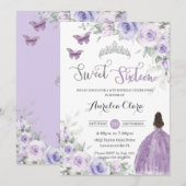 Invitation Robe de princesse florale violette pour 16 ans (Devant / Derrière)