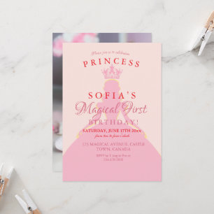 Invitation Robe de princesse magique 1ère fête d'anniversaire