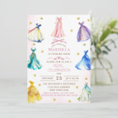 Invitation Robe de princesse moderne aquarelle fille royale n (Debout devant)