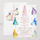 Invitation Robe de princesse moderne aquarelle fille royale n (Devant / Derrière)