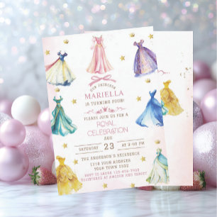 Invitation Robe de princesse moderne aquarelle fille royale n