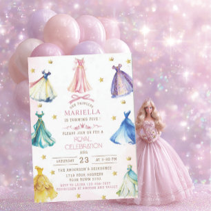Invitation Robe de princesse moderne aquarelle fille royale n