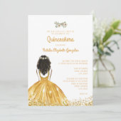 Invitation Robe de princesse or jaune chic 15e Quinceañera (Debout devant)