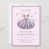 Invitation Robe de princesse Pastel pour 1er anniversaire (Devant)
