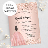 Invitation Robe de princesse rose d'or confetti