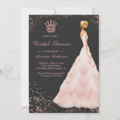 Invitation Robe de Princesse Rose Gold Mariage Cendré (Devant)