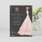 Invitation Robe de Princesse Rose Gold Mariage Cendré (Debout devant)