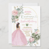 Invitation Robe de princesse rose poudrée sage floral Quiñcea (Devant)