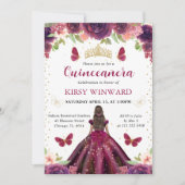 Invitation Robe de prune Peau foncée Princesse Quinceanera (Devant)