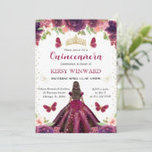Invitation Robe de prune Peau foncée Princesse Quinceanera (Debout devant)