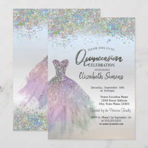 Invitation Robe de Quinceañera à confettis colorés