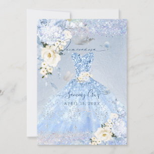 Invitation Robe de Quinceanera bleu poussiéreux de PixDezines