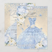 Invitation Robe de Quinceanera Bleue Poussiéreuse PixDezines (Devant / Derrière)