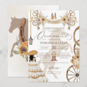 Invitation Robe de Quinceanera Charro Fleur Rustique Tourneso (Devant / Derrière)