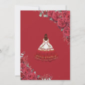 Invitation Robe de Quinceañera Charro Roses Rouges Argent Flo (Dos)