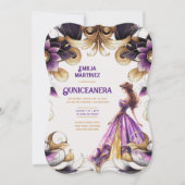 Invitation Robe de Quinceañera d'or pourpre (Devant)