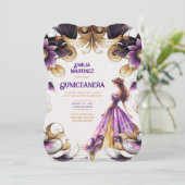 Invitation Robe de Quinceañera d'or pourpre (Debout devant)
